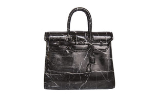 Birkin 42 Black Marble Handbag Sculpture