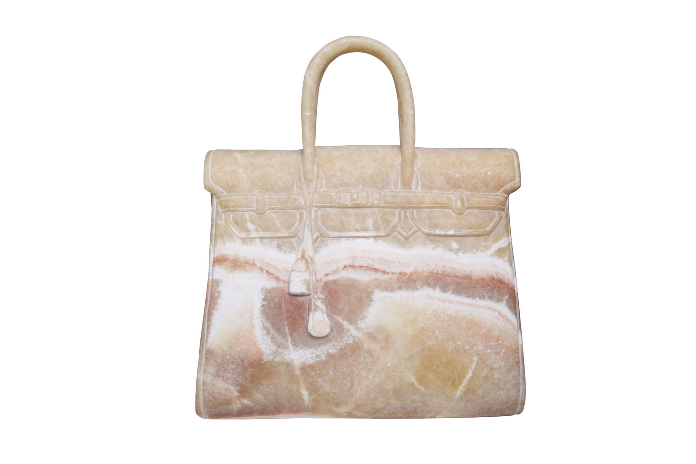 Birkin 42 Brown Marble Handbag Sculpture