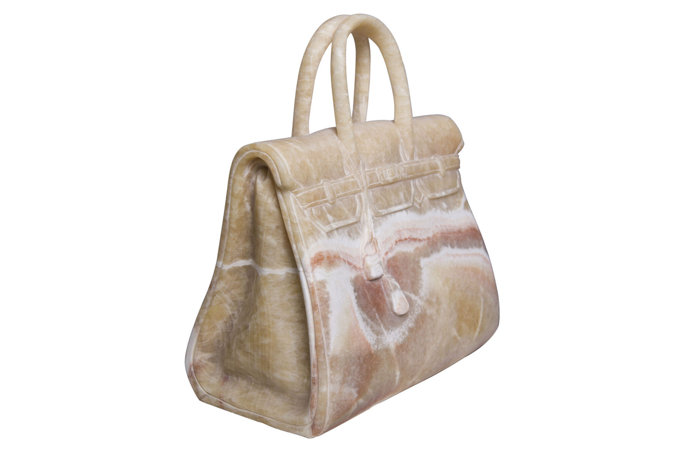 Birkin 42 Brown Marble Handbag Sculpture