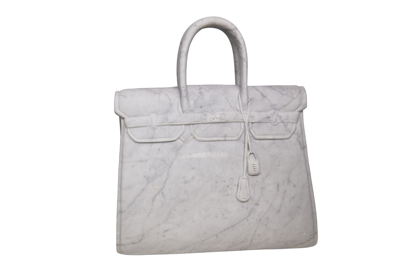 Birkin 42 White Marble Handbag Sculpture