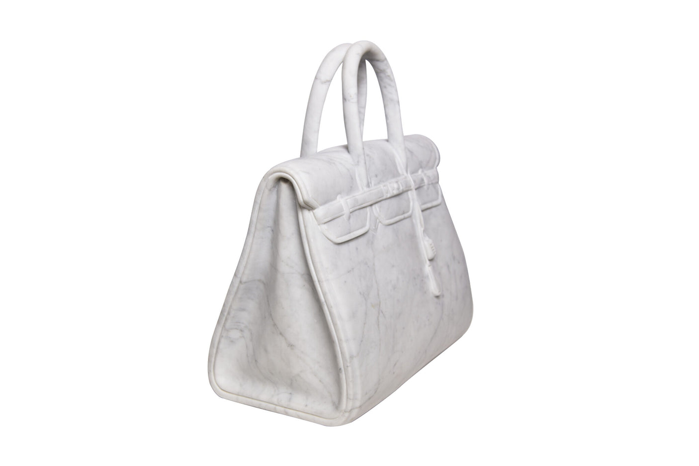 Birkin 42 White Marble Handbag Sculpture