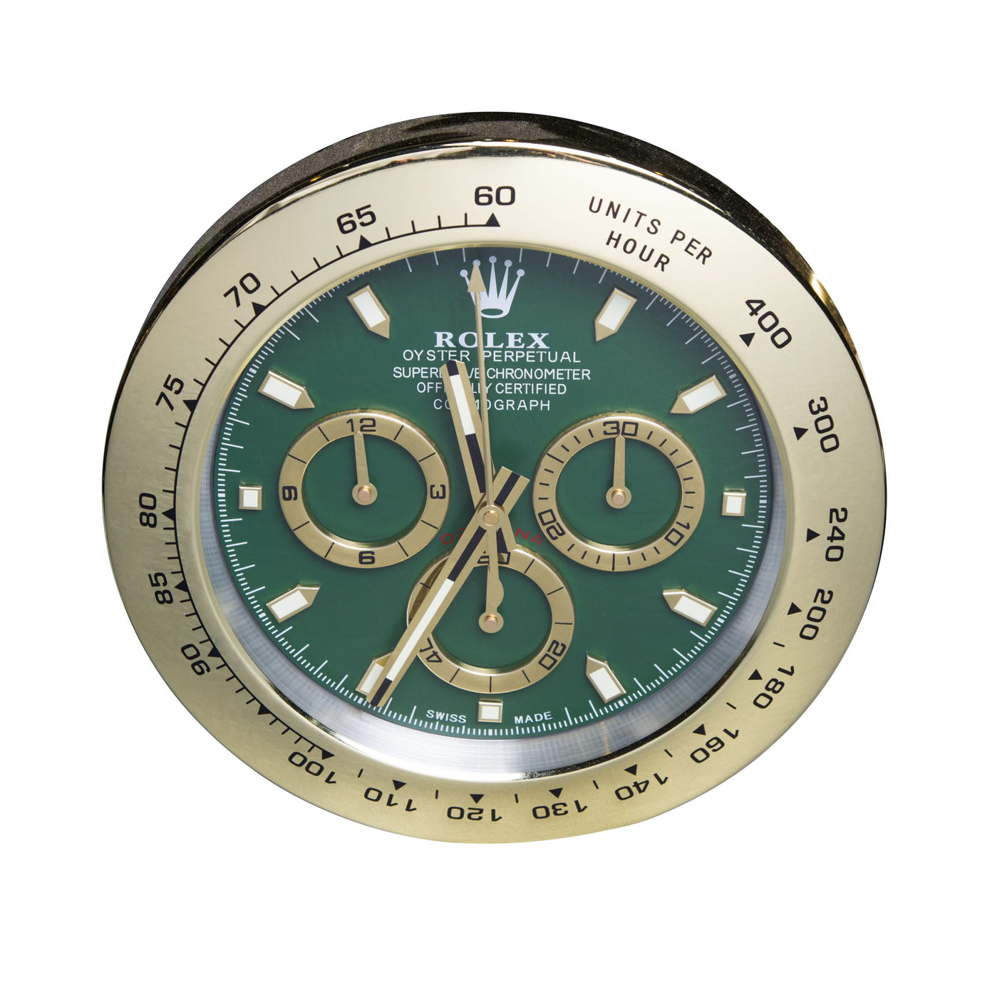 Rolex Oyster Chrono Gold & Green Wall Clock