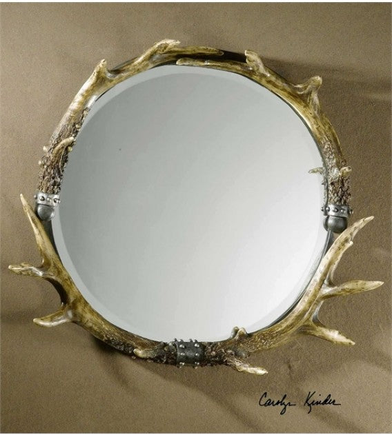 Round Stag Horn Mirror