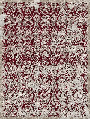 RUG DAMASK VINTAGE CRIMSON