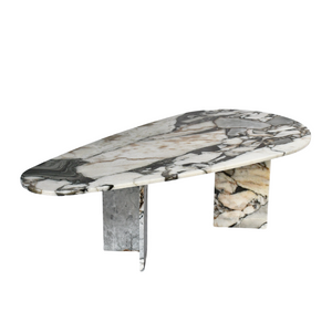 Elle Tear Drop Oval Marble Coffee Table