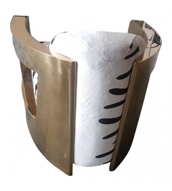 Lulu Brass and Zebra Cowhide Armchair with Brushed Brass