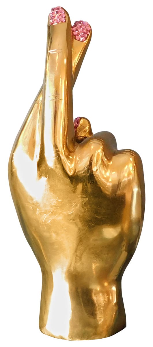 Fingers Corssed Brass Hand Sculpture - Swarovski embellished