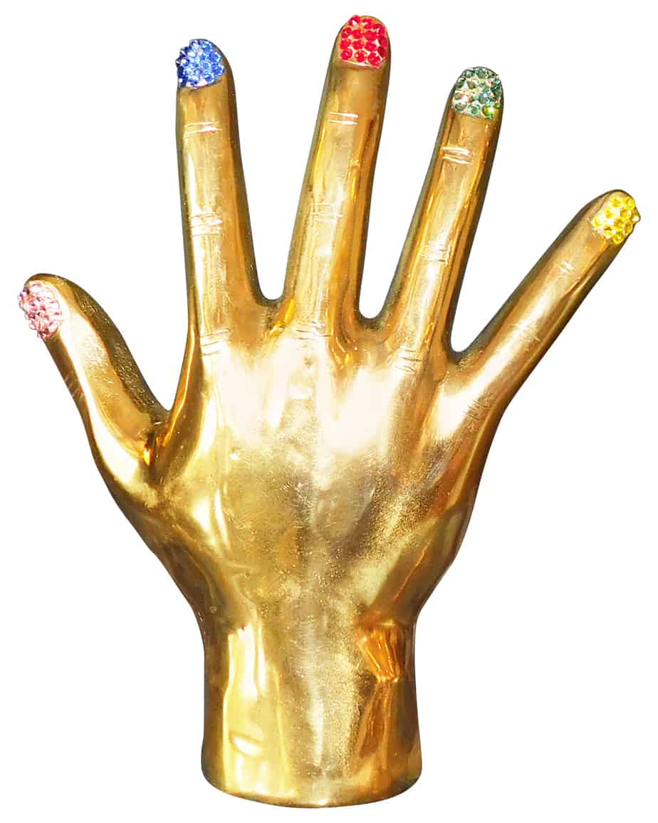 Palm Open Brass Hand Sculpture - Swarovski embellished