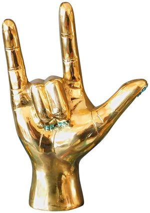 Rock on Brass Hand Sculpture - Swarovski embellished