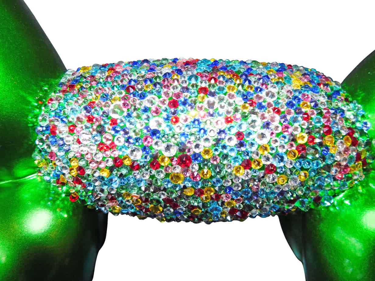 Balonus Balloon Dog Resin and Swarovski Sculpture - Green/Rainbow