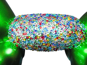 Balonus Balloon Dog Resin and Swarovski Sculpture - Green/Rainbow