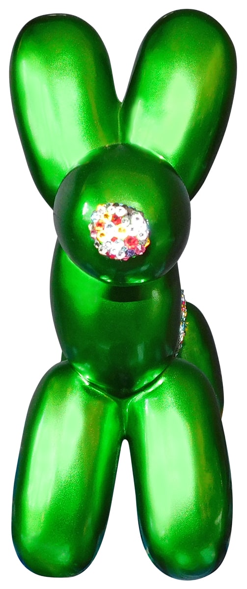 Balonus Balloon Dog Resin and Swarovski Sculpture - Green/Rainbow