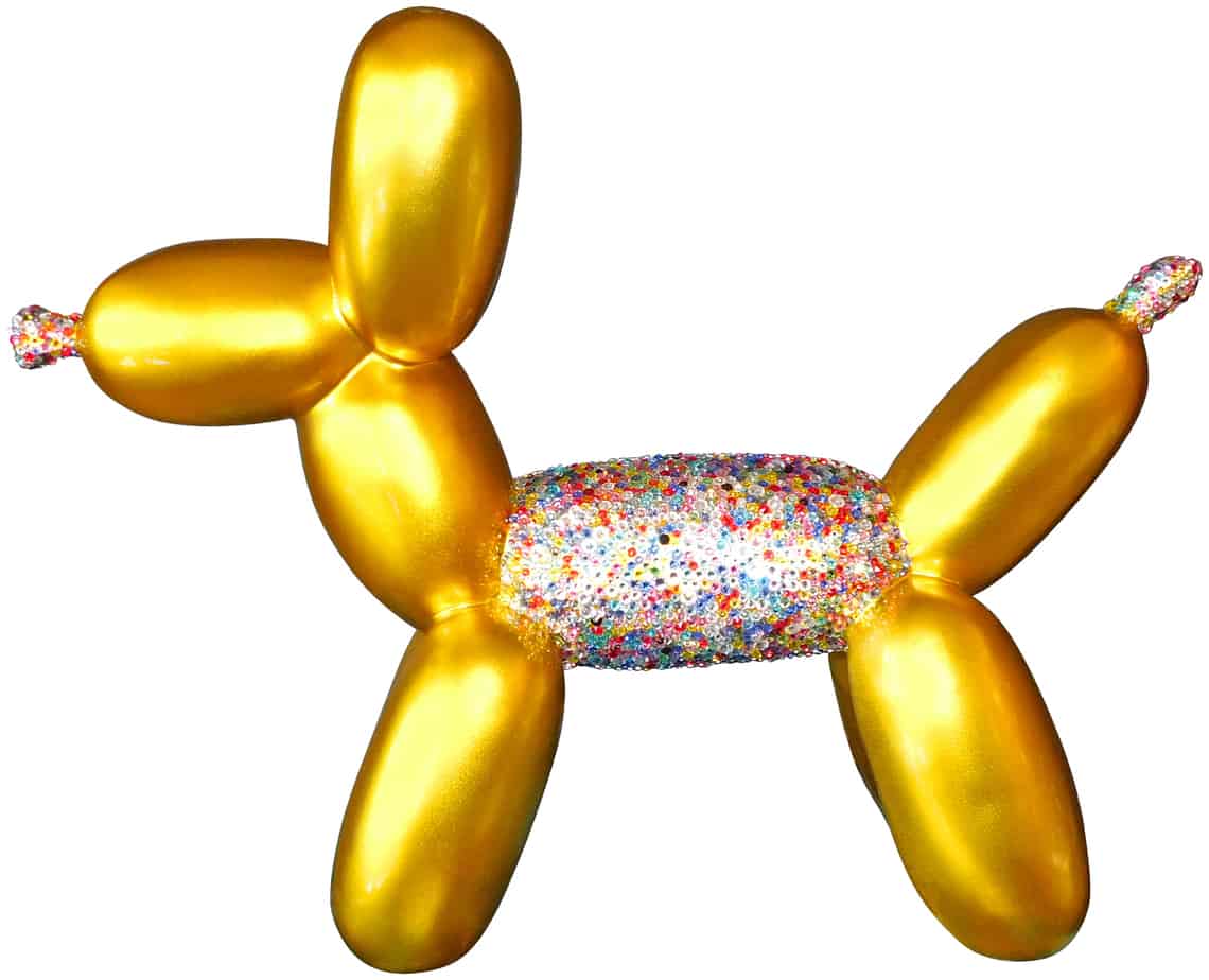 Balonus Balloon Dog Resin and Swarovski Sculpture - Gold/Rainbow