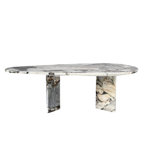 Elle Tear Drop Oval Marble Coffee Table