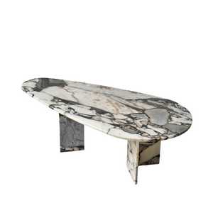 Elle Tear Drop Oval Marble Coffee Table