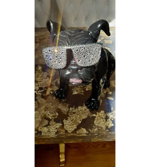 Beau the Bulldog Resin and Swarovski Sculpture - Black/white/green