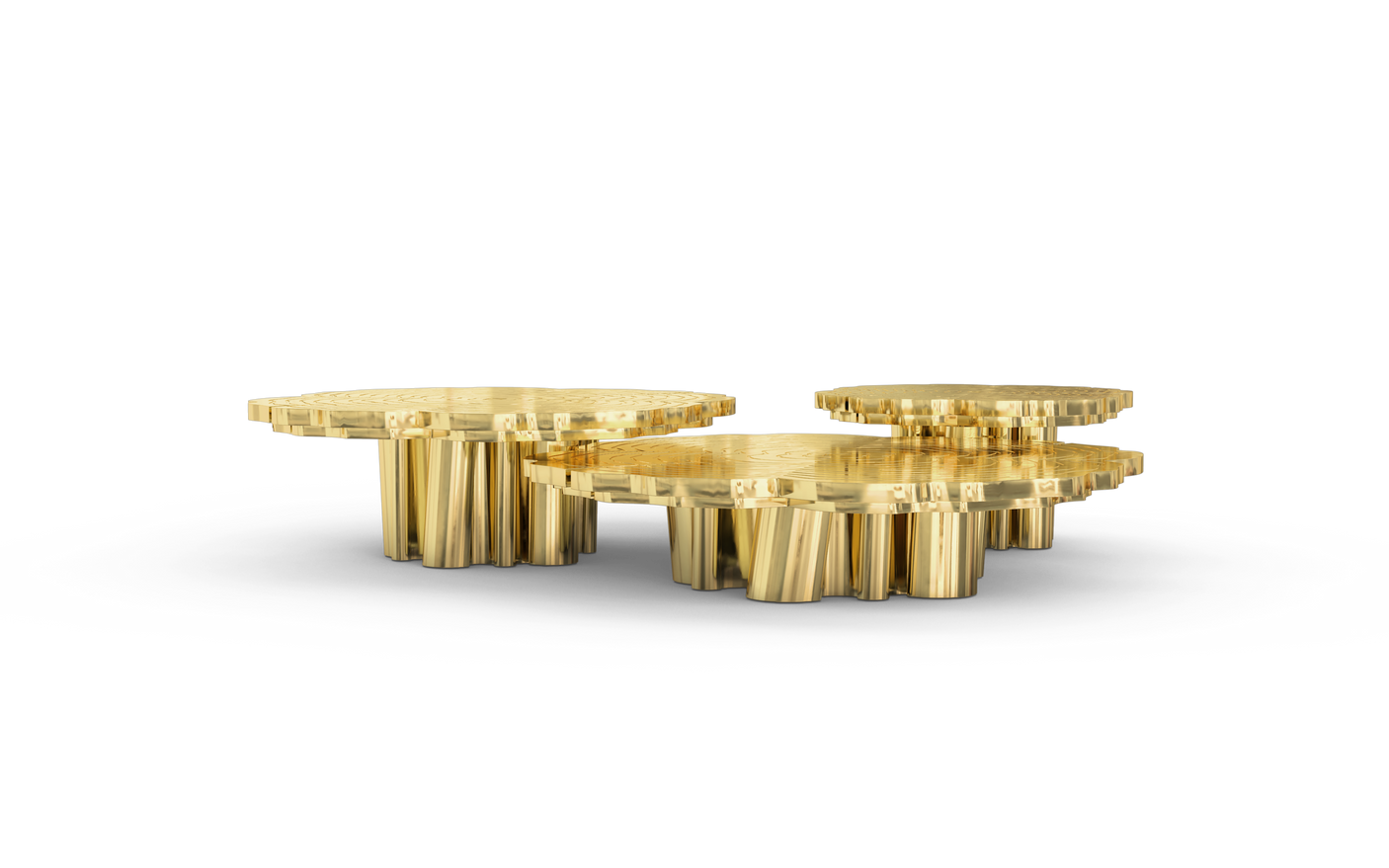 Fortuna Gold Polished Brass Nesting Center Table set