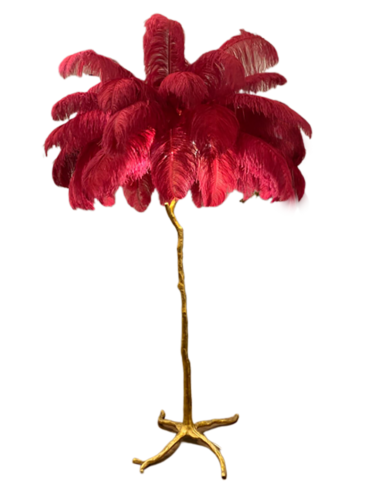 Ostro Genuine Ostrich Feather Brass Floor Lamp