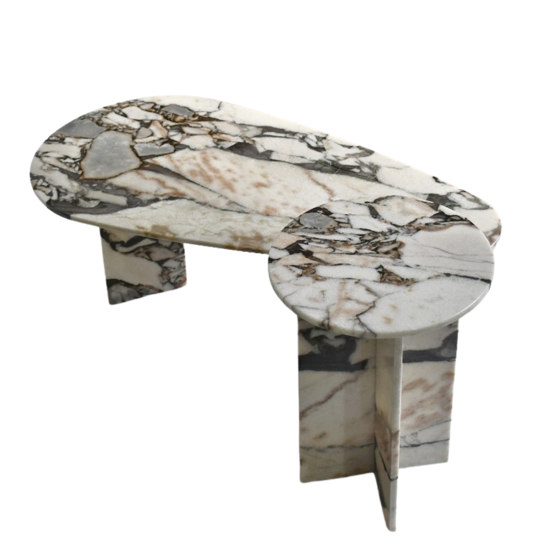 Elle Tear Drop Oval Marble Coffee Table