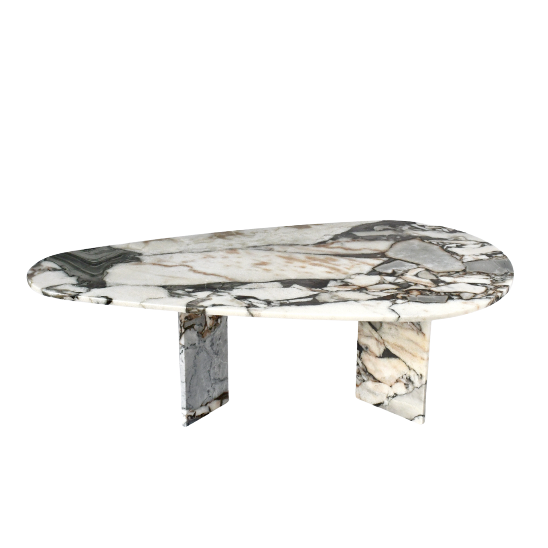 Elle Tear Drop Oval Marble Coffee Table