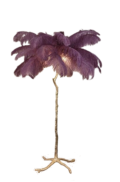 Ostro Genuine Ostrich Feather Brass Floor Lamp