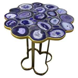 Iris Purple Agate Accent Table with Gold Metal Base