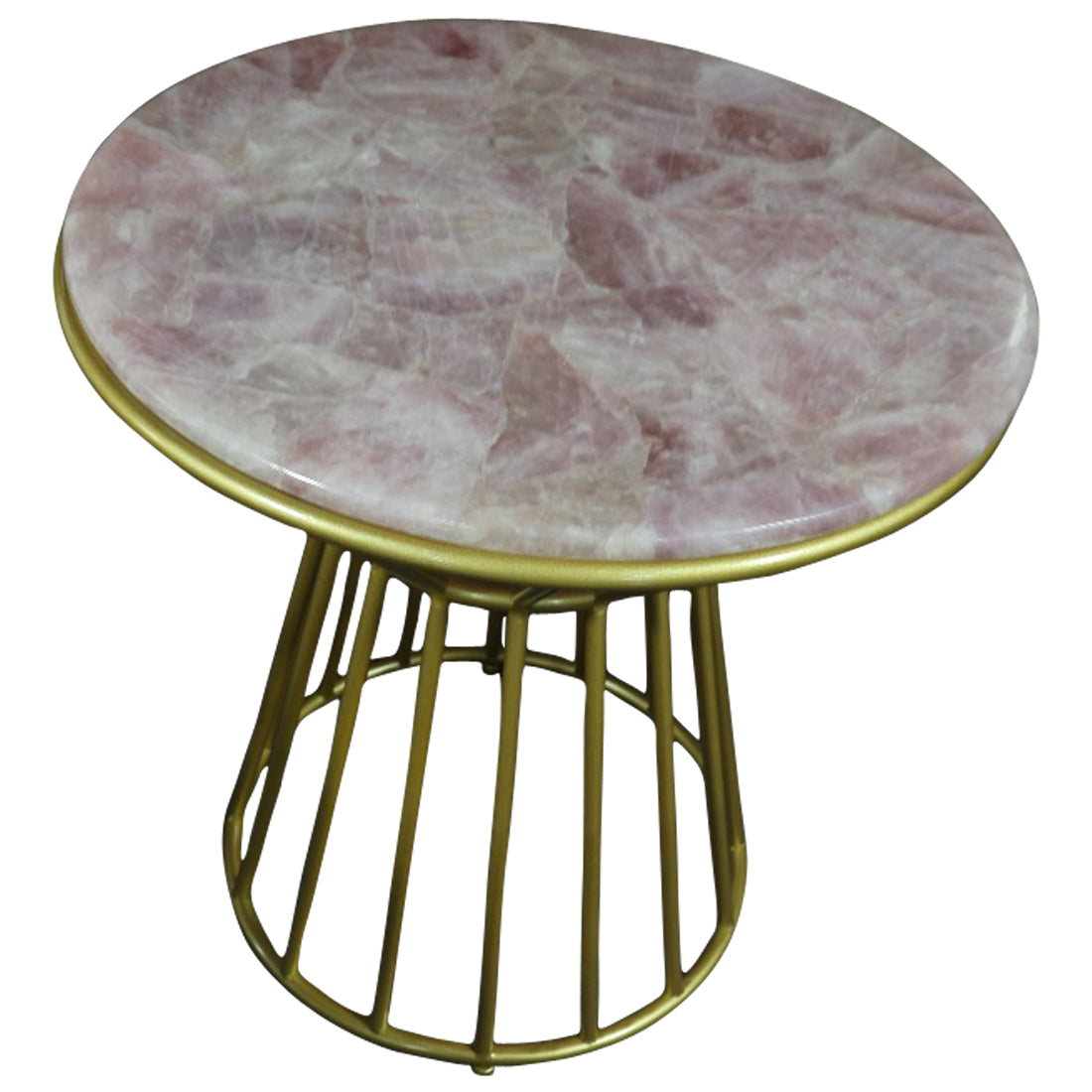 Blush Roze Quartsz Coffee Table with Gold Metal Frame