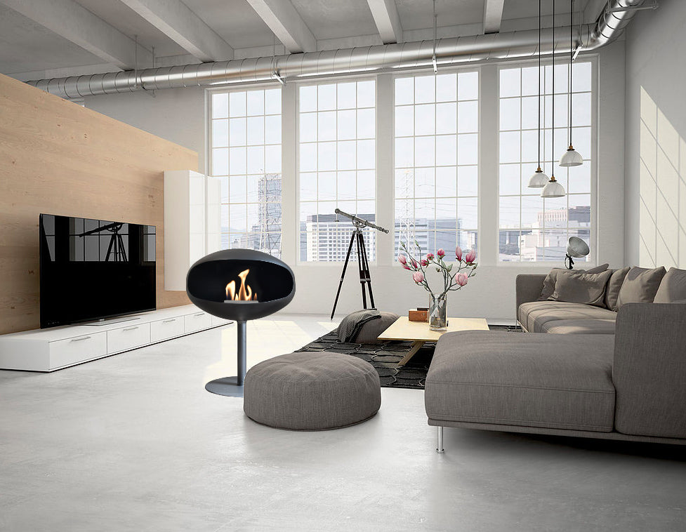 Cocoon Fires Pedastal Standing ALL BLACK - Ethanol Fireplace