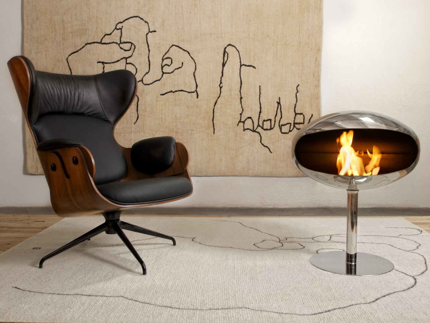 Cocoon Fires Pedastal Standing ALL STAINLESS Steel - Ethanol Fireplace