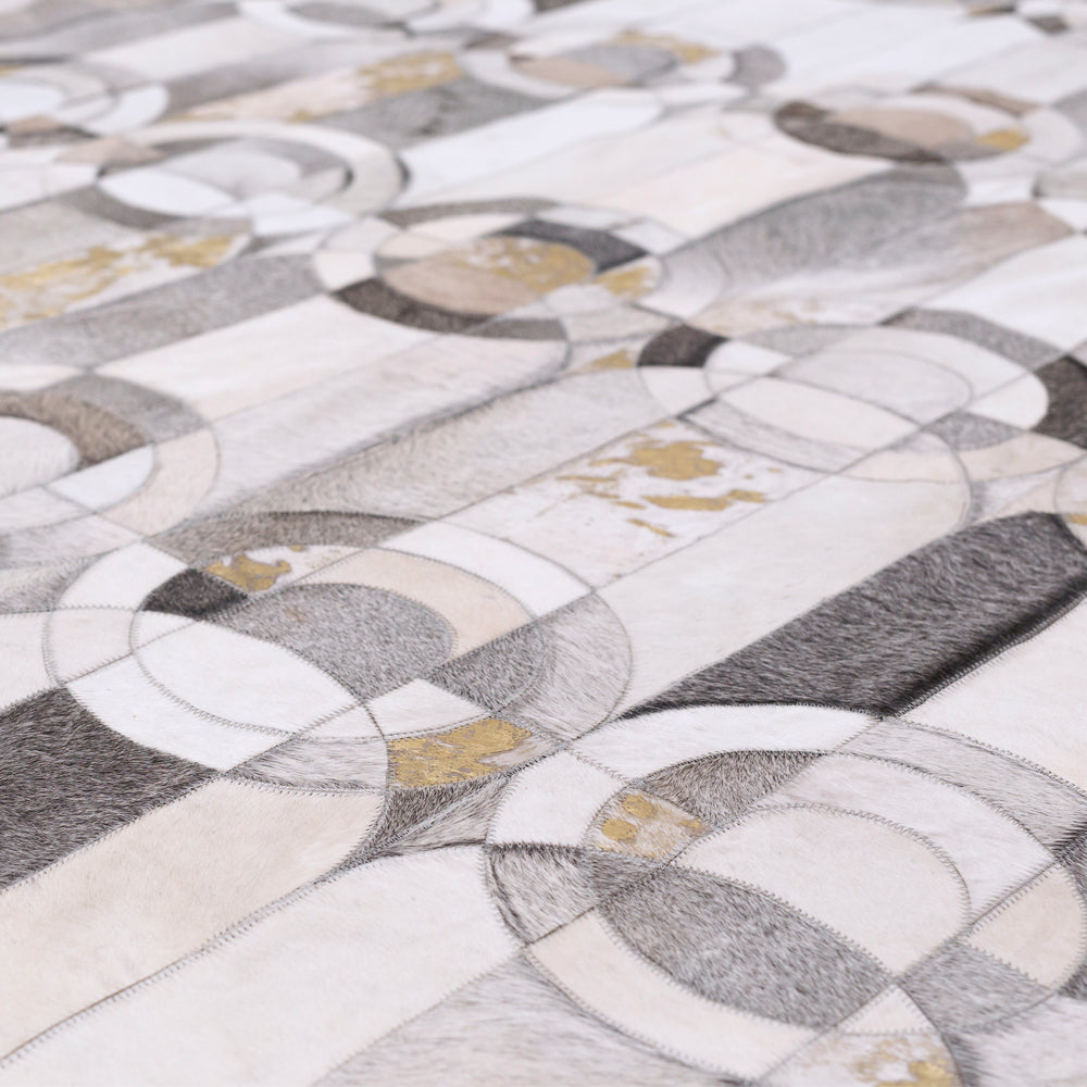 Curvo Gray & Gold Art Hide Rug