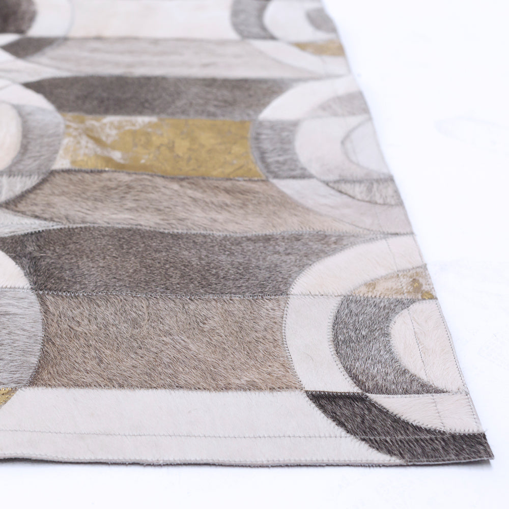 Curvo Gray & Gold Art Hide Rug