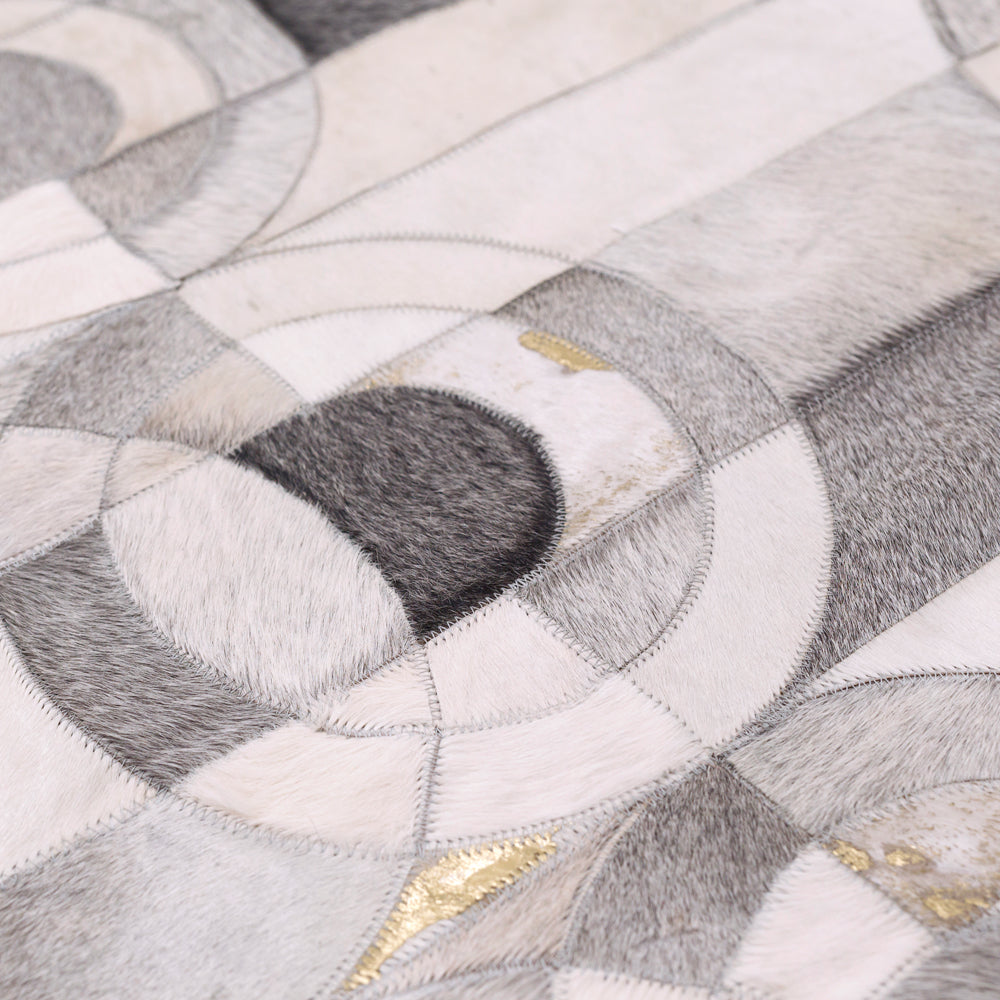 Curvo Gray & Gold Art Hide Rug