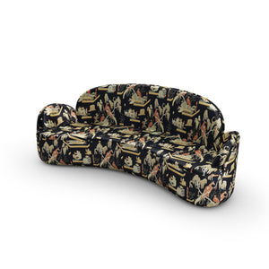 Strings Sofa - Plush Black-Beige Jacquard Fabric