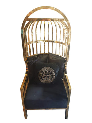 Louis Velvet and Gold Birdcage Chair