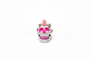 Mr Pinky by Cristian Constantin - LED light up Swarovski & Quartz Skull Sculpture