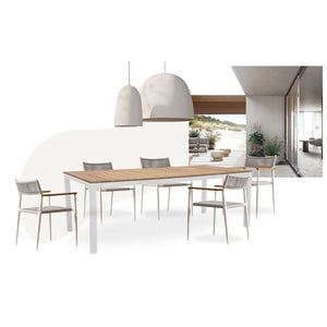 Lido Dining Table + Calli Armchair - White