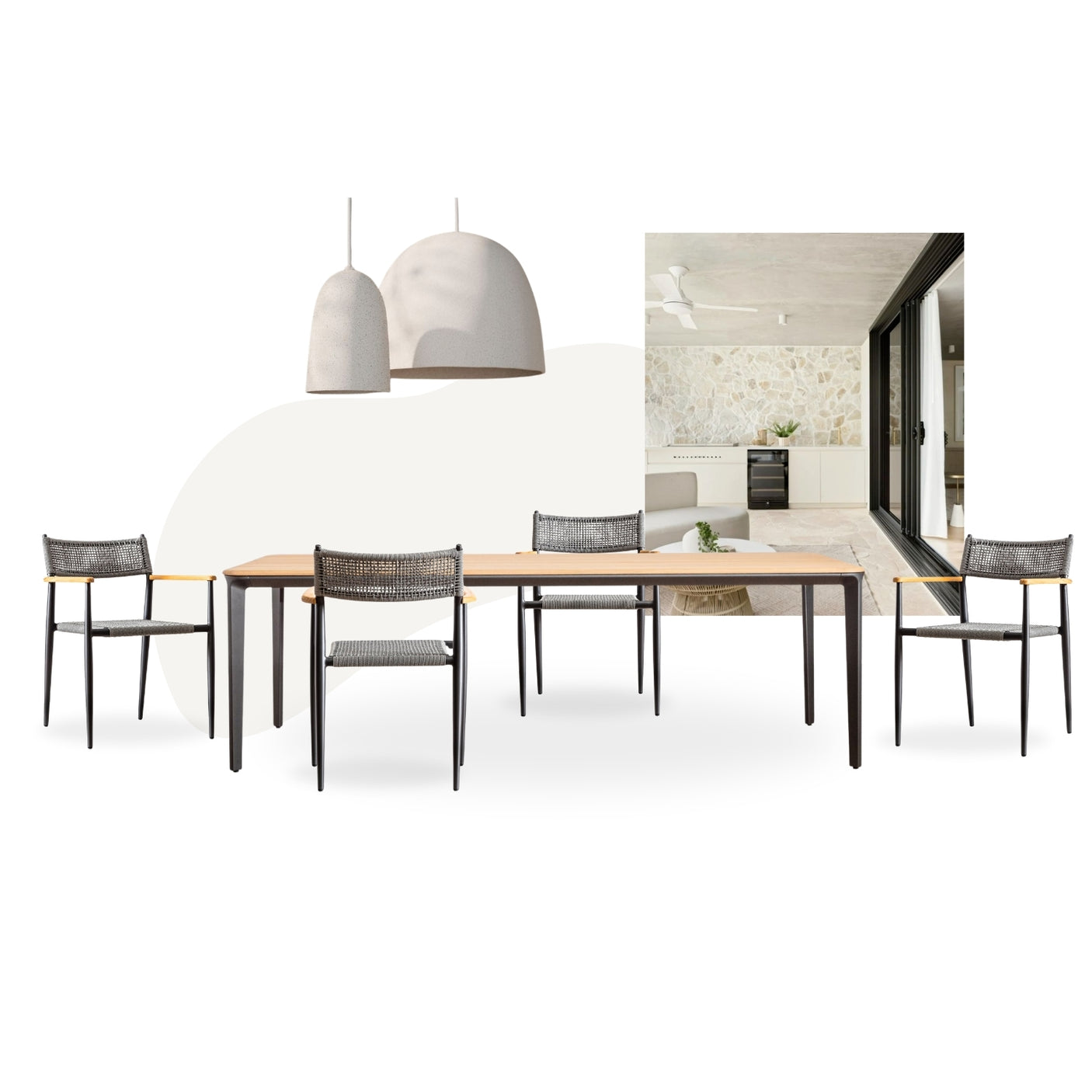 Marco Dining Table + Calli Armchair - Blk