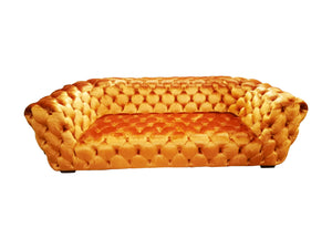 Roundback Burnt Orange Velvet Chesterfield Three seat Lounge