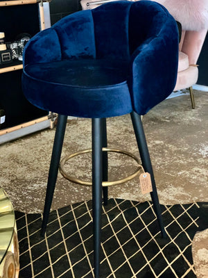 Caldwell High top Bar Chair in royal blue velvet