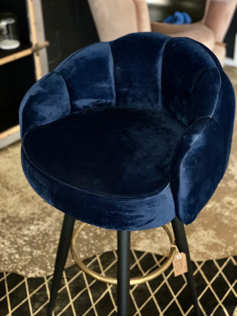 Caldwell High top Bar Chair in royal blue velvet