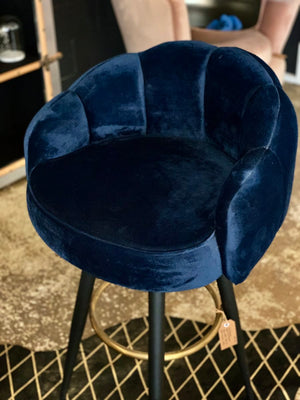 Caldwell High top Bar Chair in royal blue velvet