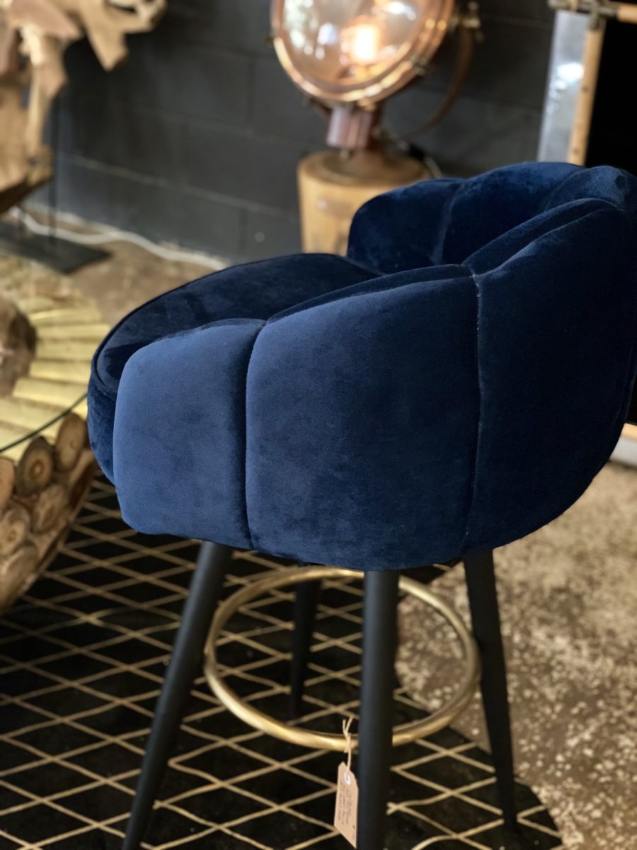 Caldwell High top Bar Chair in royal blue velvet