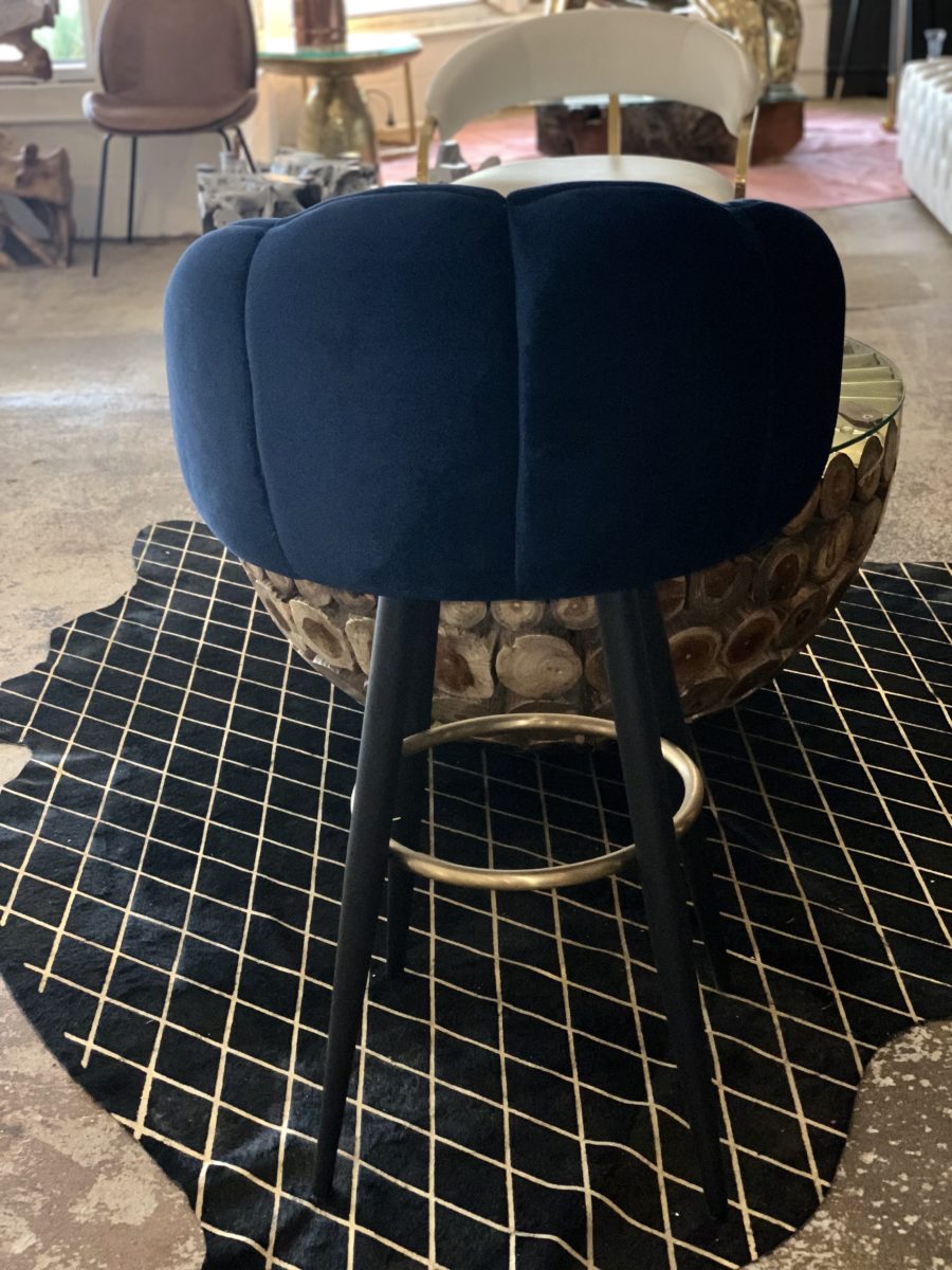 Caldwell High top Bar Chair in royal blue velvet