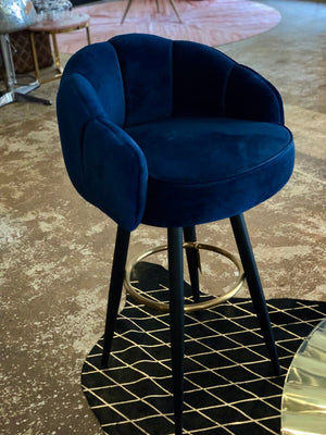 Caldwell High top Bar Chair in royal blue velvet