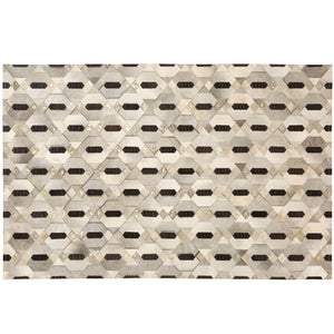 Linaje Gray, Black & Gold Art Hide Rug