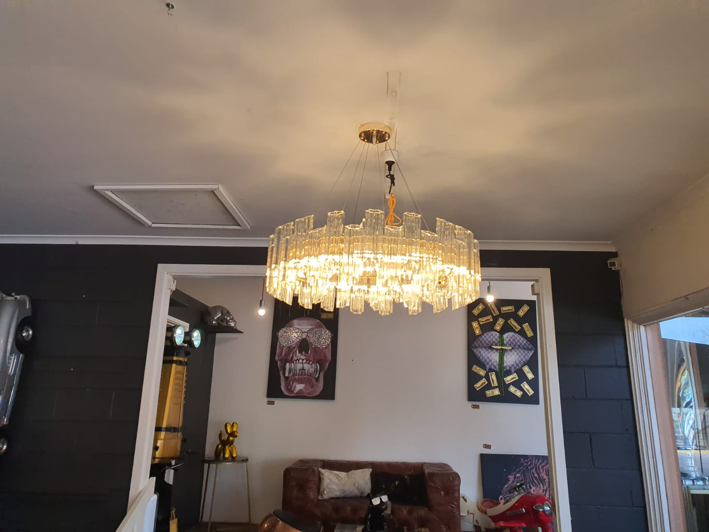 Zeus Round Crystal and Gold Metal Chandelier