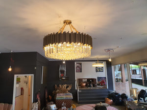 Zohar Round Crystal and Gold Metal Chandelier