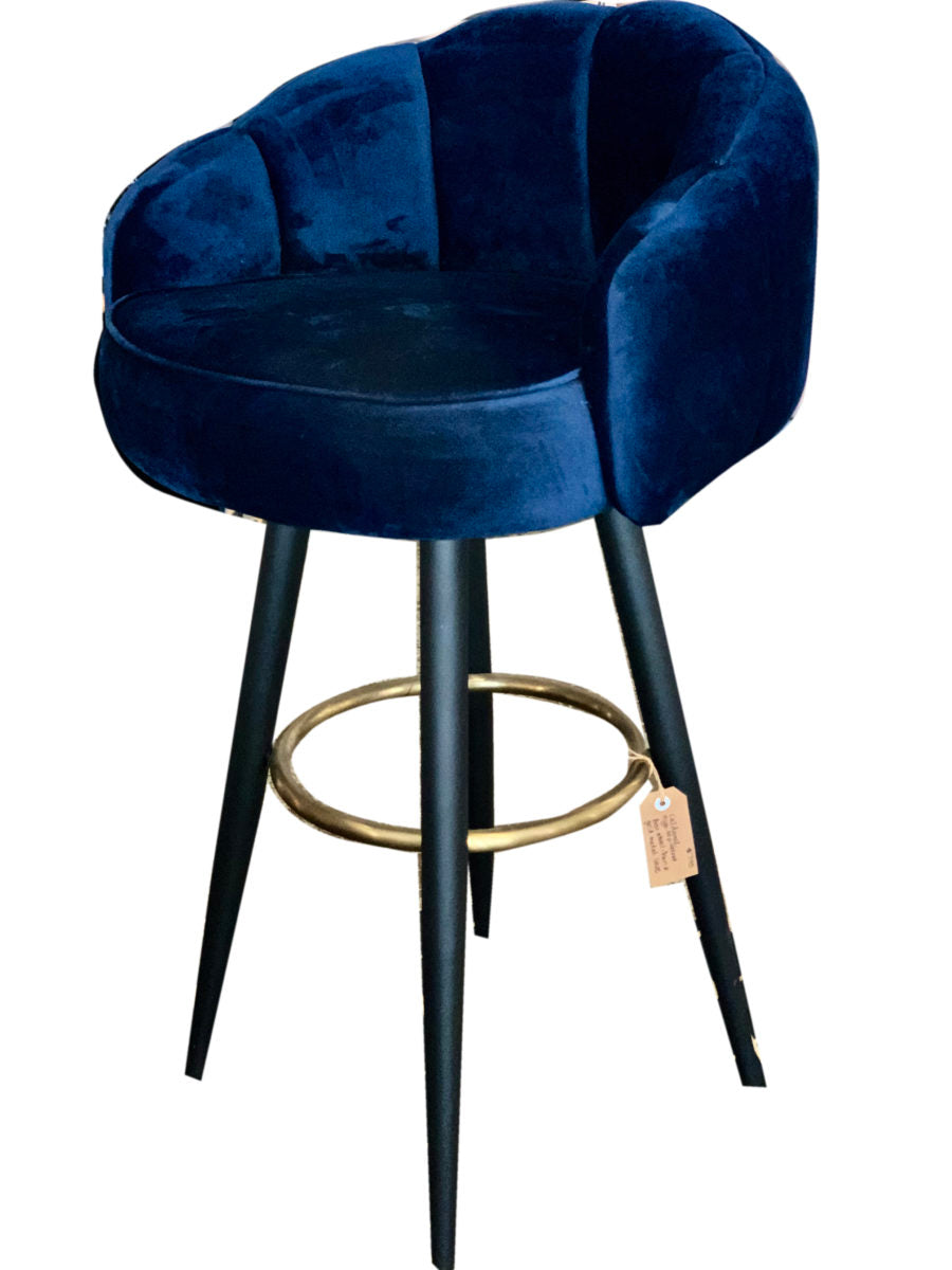 Caldwell High top Bar Chair in royal blue velvet