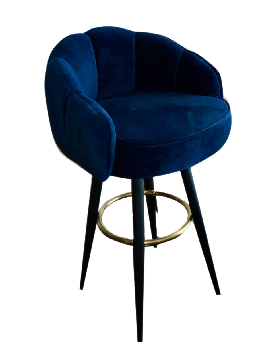 Caldwell High top Bar Chair in royal blue velvet