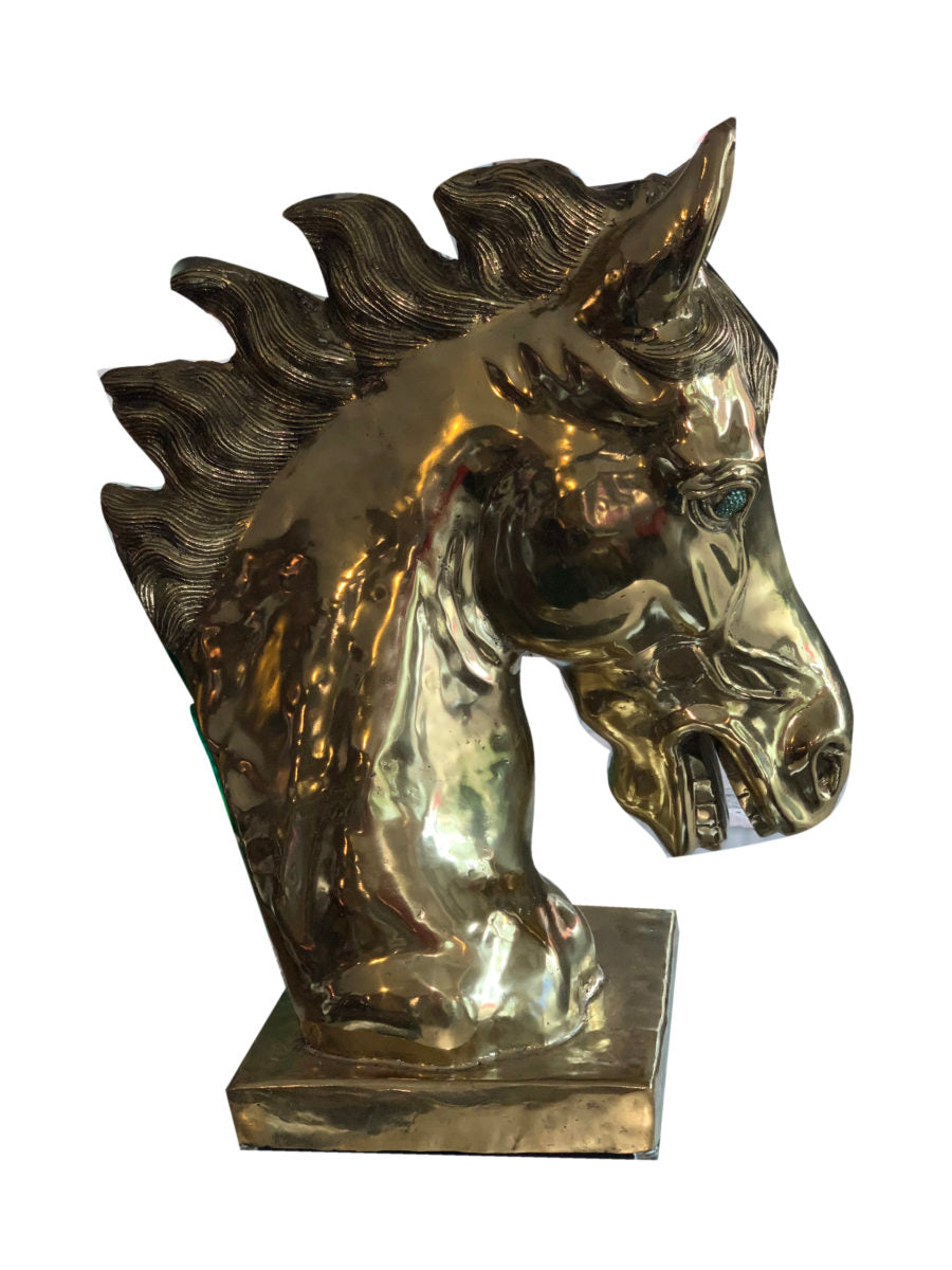 Brass and Crystal Horse Art Sculpture